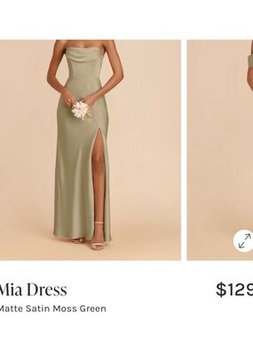 Birdy Grey Mia Matte Satin Dress in Moss Green